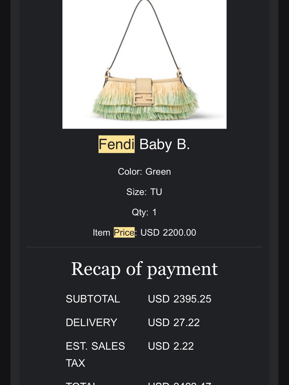 Fendi Baby B Two-Tone Yellow & Pale Green Raffia Shoulder Bag - Picture 9 of 9